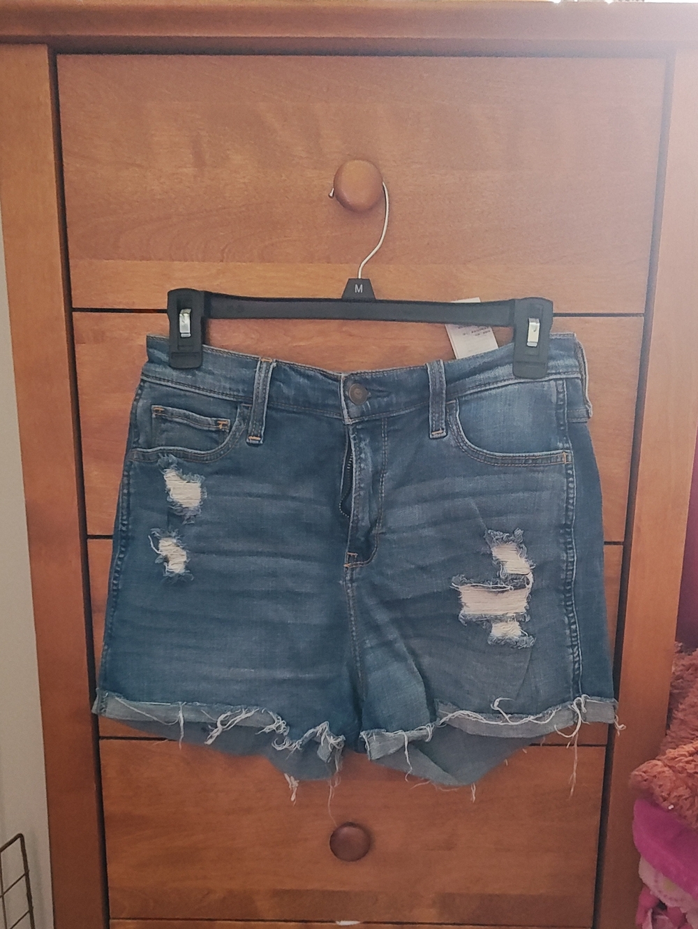 Hollister Distressed Dark Blue Denim Shorts